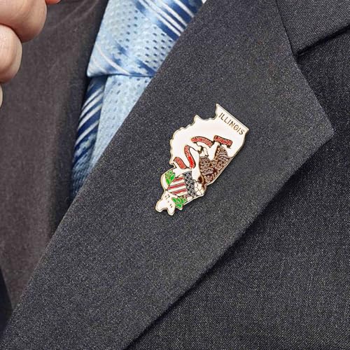 Image of State Shaped Map Lapel Metal Pin Enamel Brooch Keepsake Beautifully Designed for Backpack Hat
