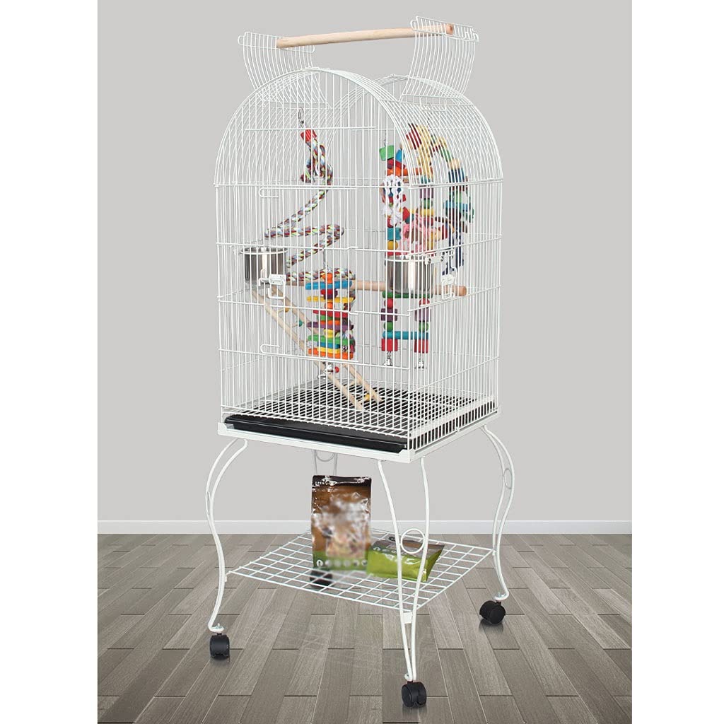 Gabbia Voliera Rack interattivo dell'animale domestico della gabbia per uccelli e gabbia pappagallo mobile con alimentatore adatto per pappagalli canarini, fringuelli, uccelli amore e parrocchetti Bir