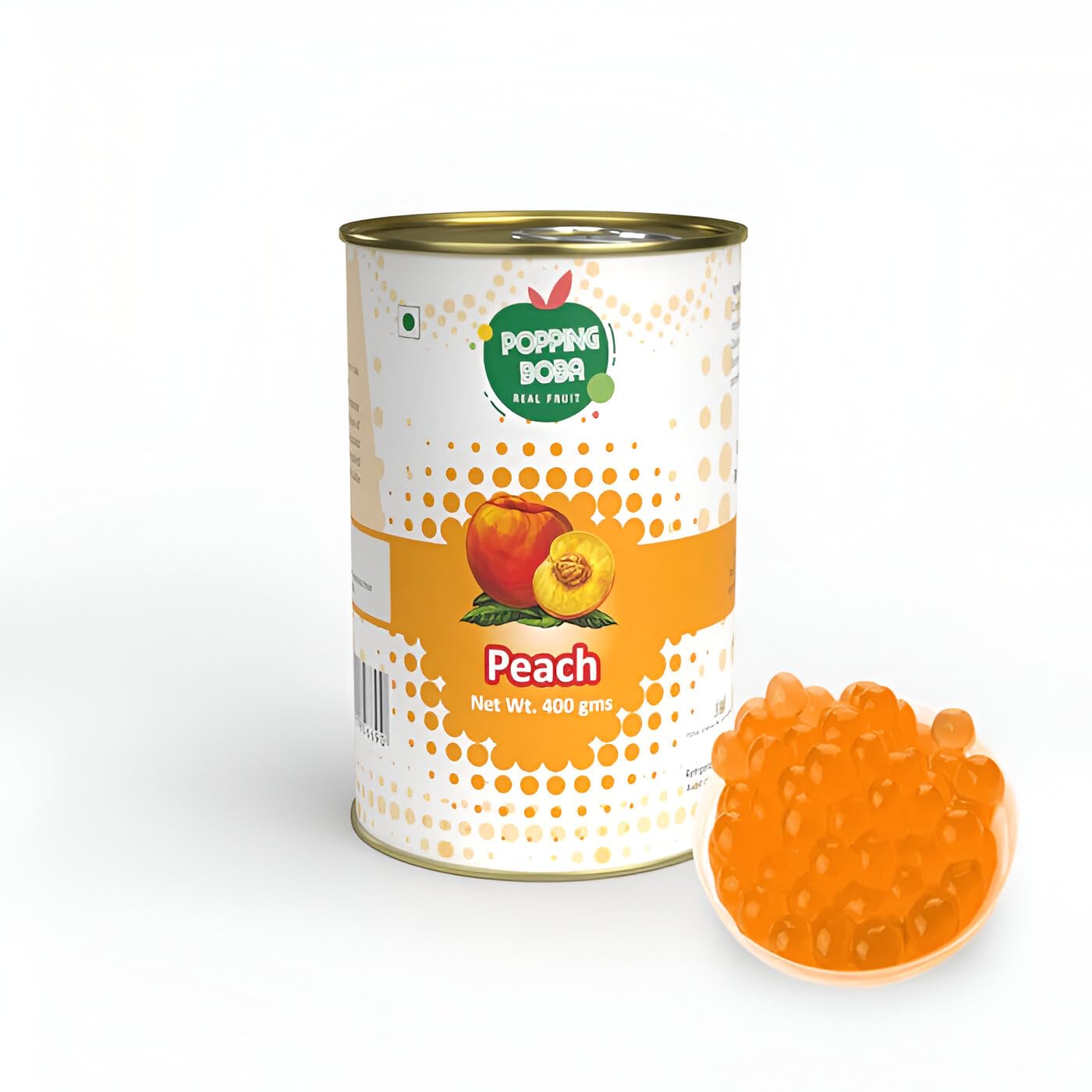 Tea Planet Peach Popping Boba Pearls – Ready-to-Serve Bubble Tea Ingredient, Real Fruit Juice Pearls for DIY Bubble Tea, Smoothies, Milkshakes, Mocktails, Ice Cream, Desserts, and Café Use | Vegan & Vegetarian-Friendly Topping, 400g (400gms, peach)