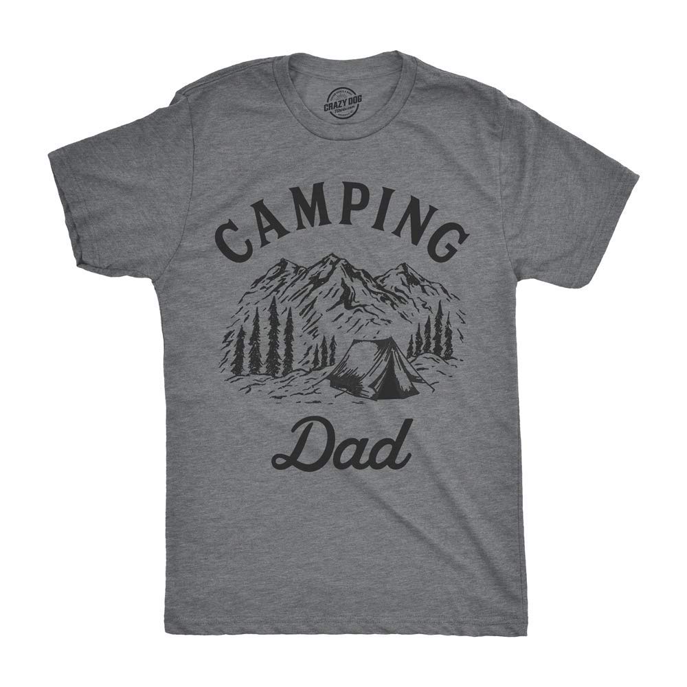 Crazy Dog T-ShirtsMens Camping Dad Tshirt Cool Outdoor Vacation Fathers Day Tee