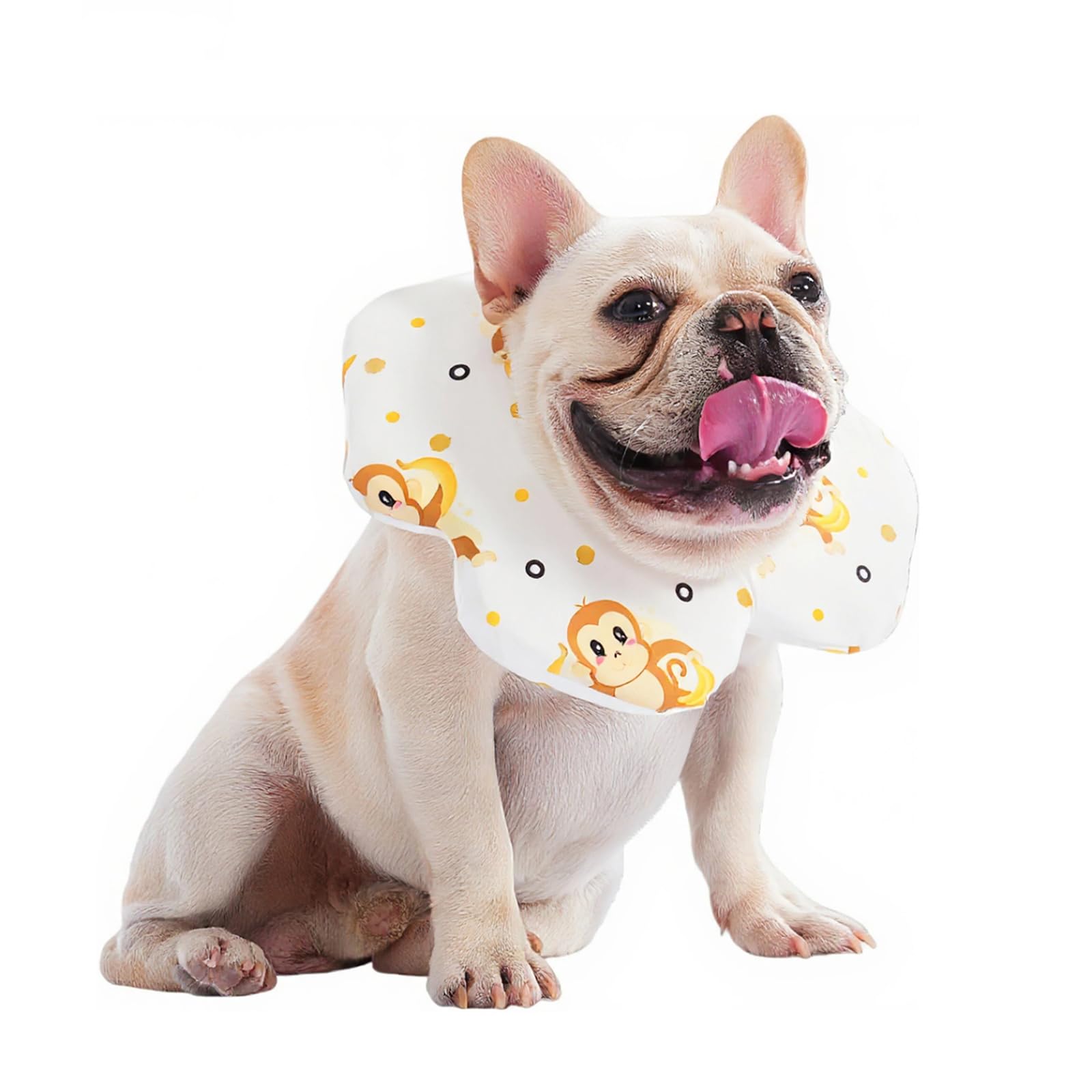 PetWarm Dog Recovery Collars, Recovery Collar for Dogs, Comfortable Lightweight Design for Licking Prevention, Soft Collar for Dogs After Surgery Flower Design, Monkey Pattern, Yellow, S