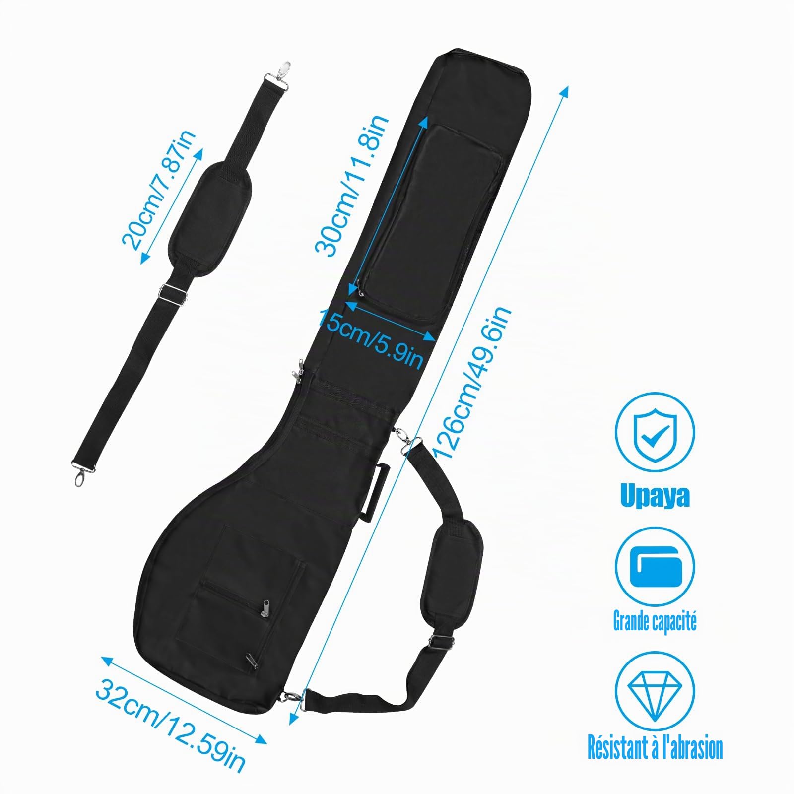 Sac de voyage pliable pour club de golf, sac de transport pour club de golf avec fermeture éclair pour 8-10, petit sac de transport léger et portable imperméable pour femme, homme, noir