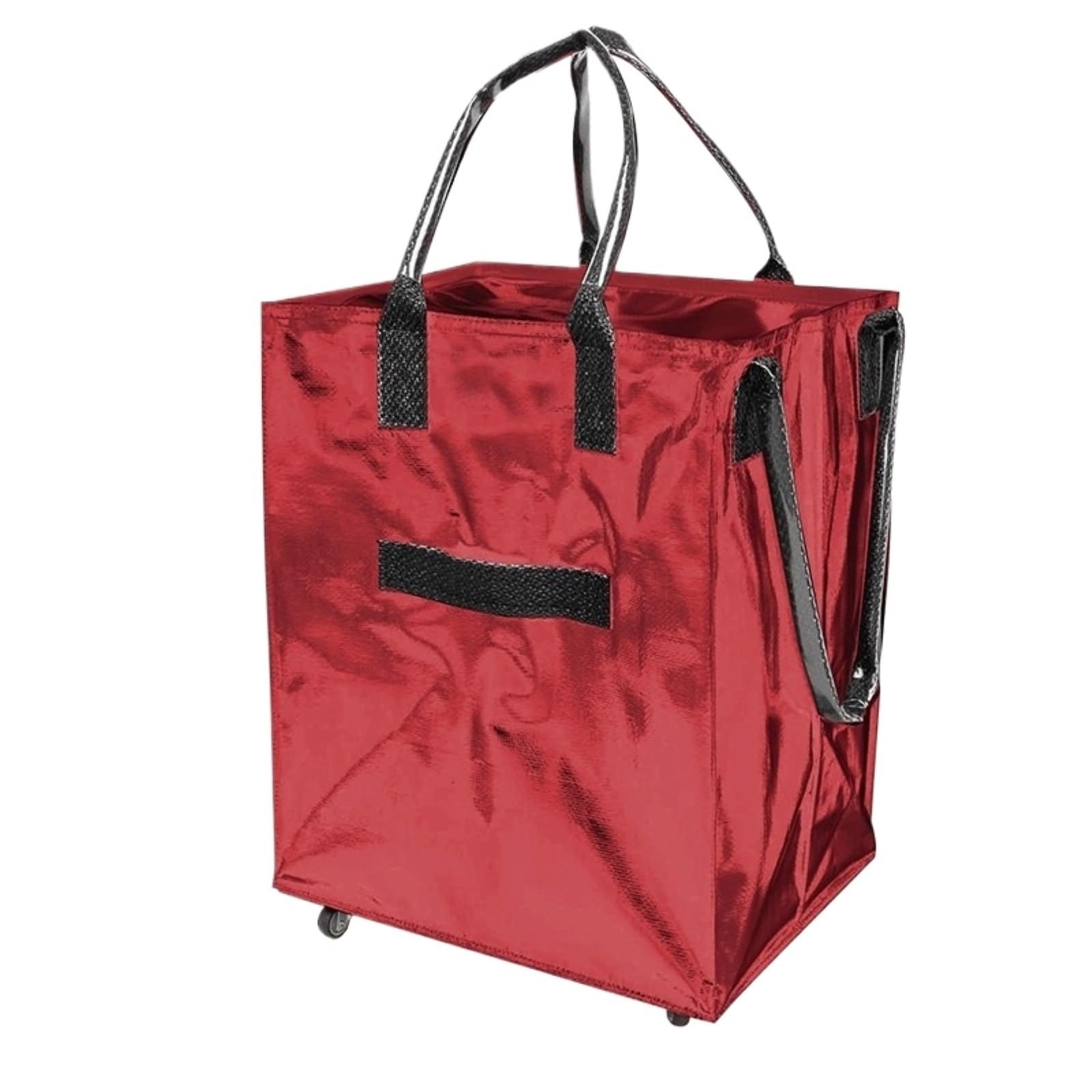Shopping Trolley Portable Grocery Shopping Cart With Wheels Foldable Bag Utility Cart(Rosso,M)