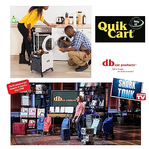 Image of dbest Products Quik Cart Swing Lid Four Swivel Wheeled Rolling Crate Teacher Utility with seat Heavy Duty Collapsible Basket with Dual Telescopic Wagon Handle