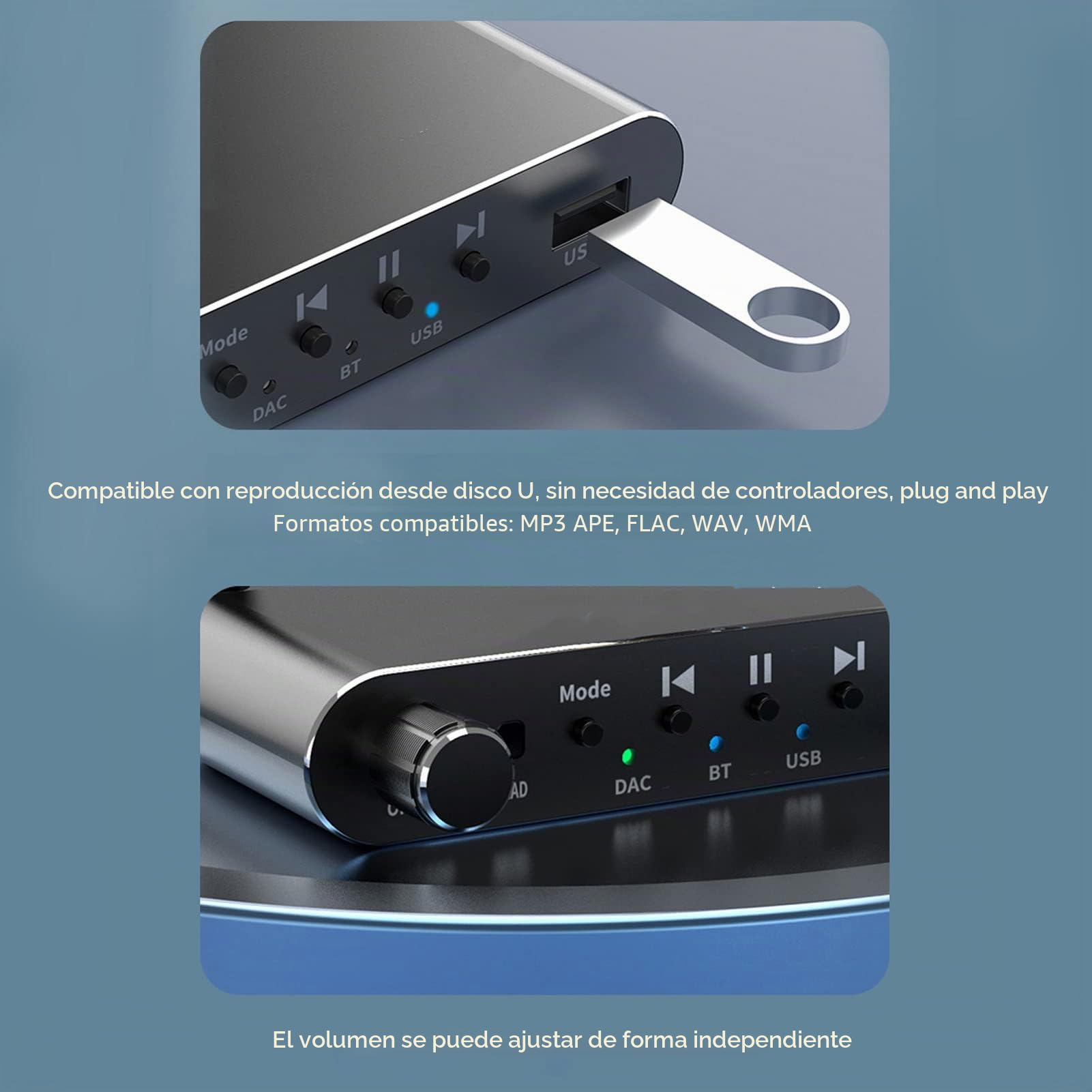 Transmisor Receptor Bluetooth, 4 en 1 Bluetooth 5.1 Adaptador de Audio Auxiliar HiFi DAC Convertidor Digital a Analógico para Estéreo Doméstico, TV, Automóvil, PC, Auriculares