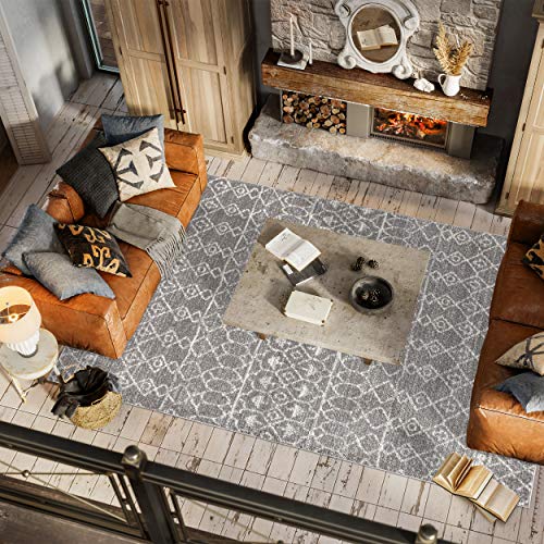 Tapete decorativo rectangular gris y crema 160x228 cm miniatura 5