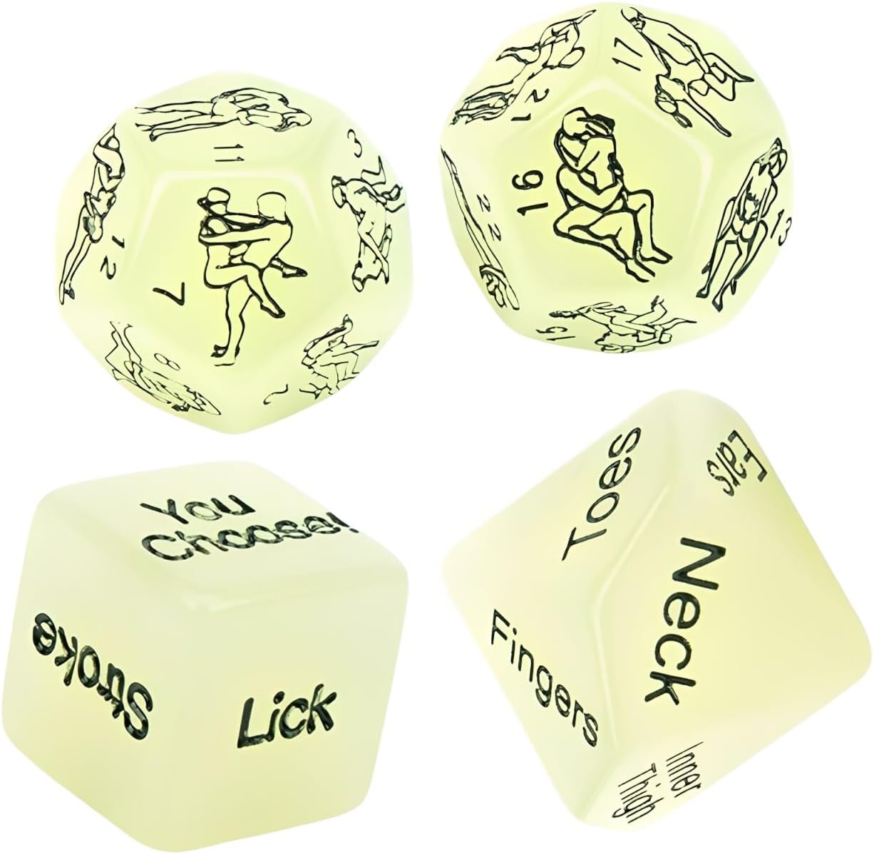 Valentines Day Gifts for Her Him, 4Pcs Date Night Dice Games for Couples, Game Dice with 12-Sided Positions, Portable Couple Gift Ideas Date Dice Set (Green)