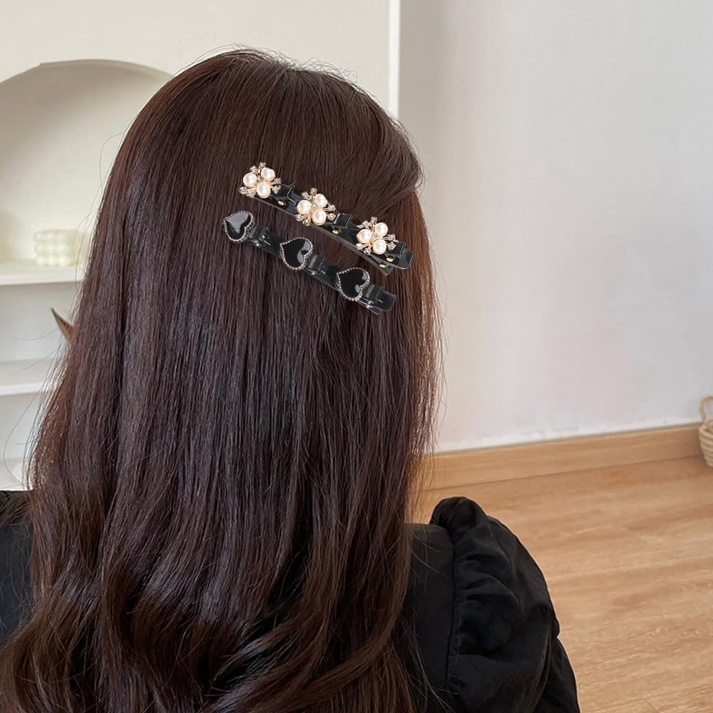 12PCS Sparkling Crystal Stone Braided Hair Clips, Braided Hair Clips for Women and Girls, Shiny Flower Rhinestone Hair Clip, Braided Duckbill Hair Clip With Crystal Hair Accessories for Styling - Image 5