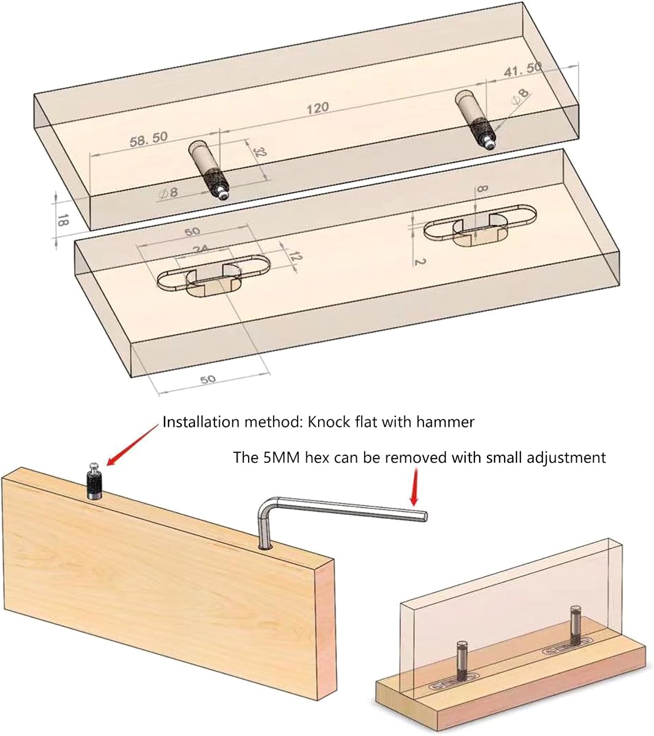 20 Pack Invisible Drawer Connectors with Screws, Undermount Concealed Adjustable for Cabinet Fronts, Easy Installation for Shoe Cabinet, Bookshelf, Furniture