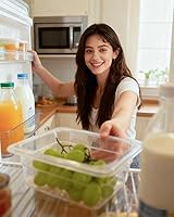 Vista 2 de Paquete de 6 bandejas para alimentos con tapas, tamaño 1/6 irrompible, apilable, de plástico, para fiestas, catering, cocinas caseras, preparación