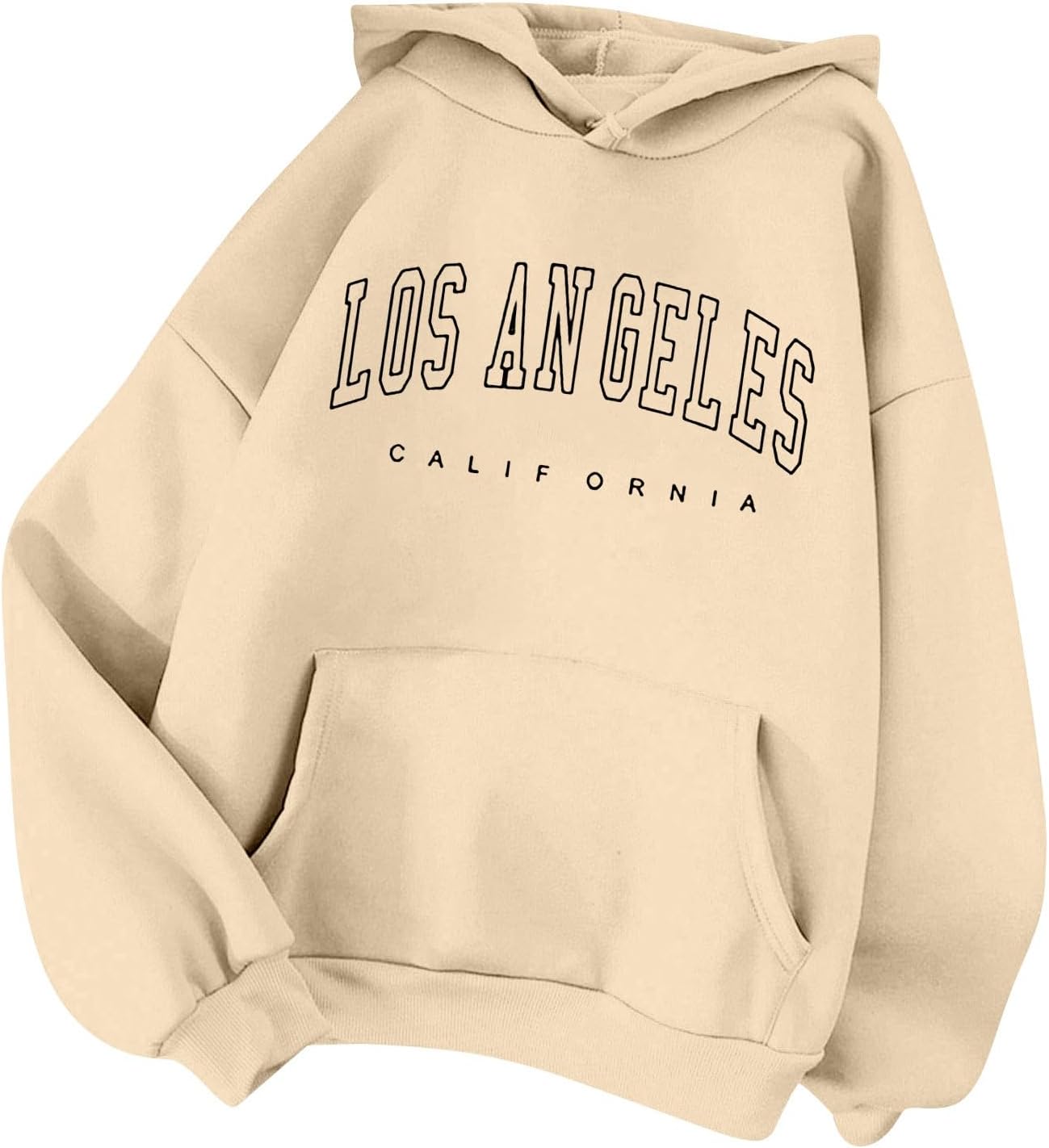 Sweat-shirt Blanc Pour Femme - Élégant Basique - Manches Longues - Pull Sans Capuche - Los Angeles - Pull D'hiver Pour Adolescent - Col Rond - Pull D'hiver Ample, A-beige., S
