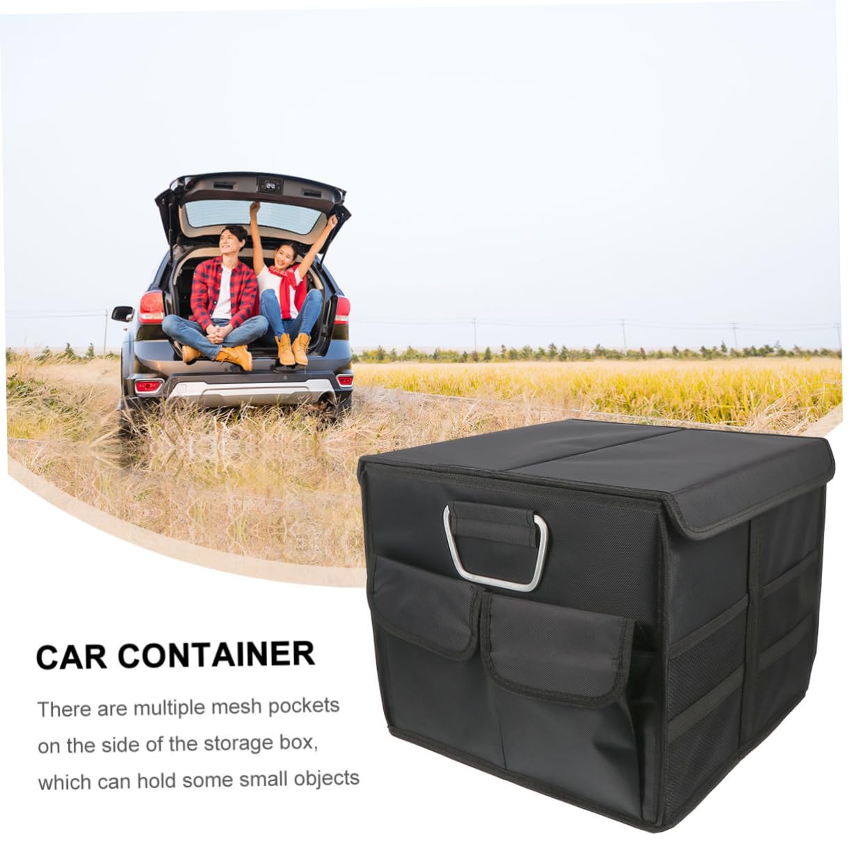 TOPBATHY 1 Pieza Organizador de Maletero Plegable para Automóvil Caja de Almacenamiento Capacidad y Multifuncional Accesorio de Coche con Tapa y Diseño Práctico Color
