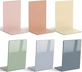 6 Pack Acrylic Bookends, Thickened Colorful Book Ends for Shelves, Assor...