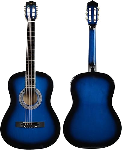 Miniatura 2 de Kit de guitarra acústica YMC para principiantes y estudiantes de 38 pulgadas con una funda una correa 9 púas de grosor 3 2 protectores de púas un