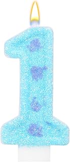 Monster Birthday Candle, Blue and Purple Glitter Sequins Number Candle Cake Topper Monster Theme Party Cake Decoration for Kids Birthday Party Decor Supplies (1)