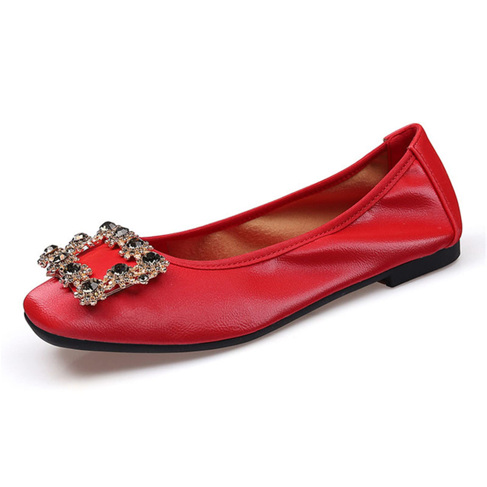 Ballerines Plates Pour Femmes Dolly Shoes - Bout Carré Avec Boucle - Cuir PU - Confortables à Enfiler
