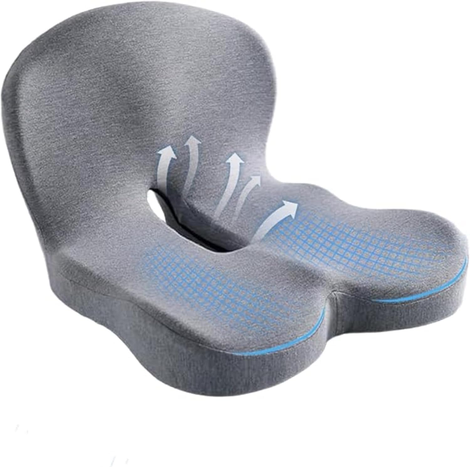 HoldOneLight Cuscino ortopedico con schienale, supporto laterale e comfort, cuscino per sedia da ufficio e auto, ergonomico, imbottito (grigio chiaro standard)