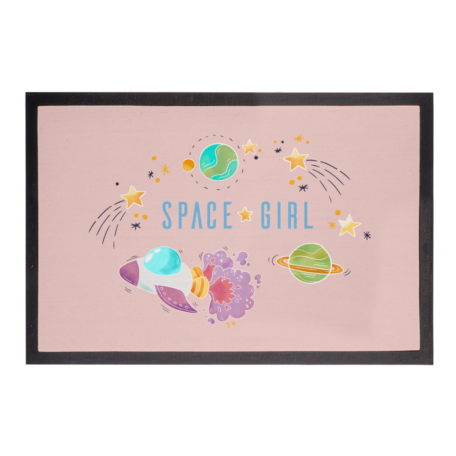 Paillasson Rose Space Girl 75x50cm pour éviter la saleté avec un style espace original
