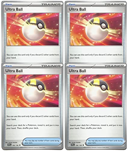 Ultra Ball 196/198 - Scarlet & Violet - Pokemon Trainer x4 Card Set - Playset 4X