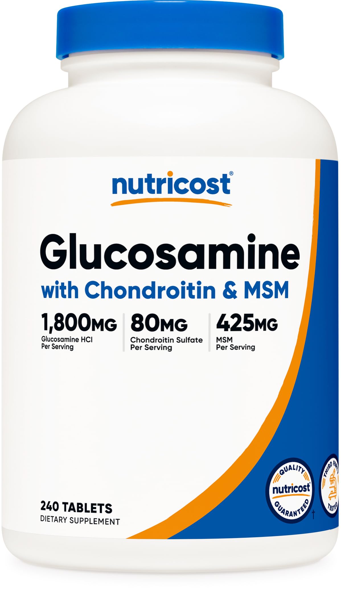 Nutricost Glucosamine 1800mg with Chondroitin & MSM, 240 Tablets, GMO-Free 240 Count (Pack of 1)