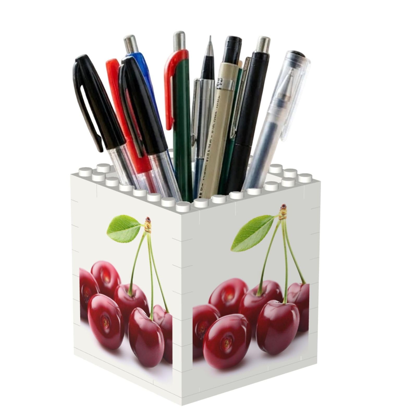 Poadnly Cute Cherry, Pen Pot Pencil Holder for Office Home School, Compact Desk Organiser for Office Stationery