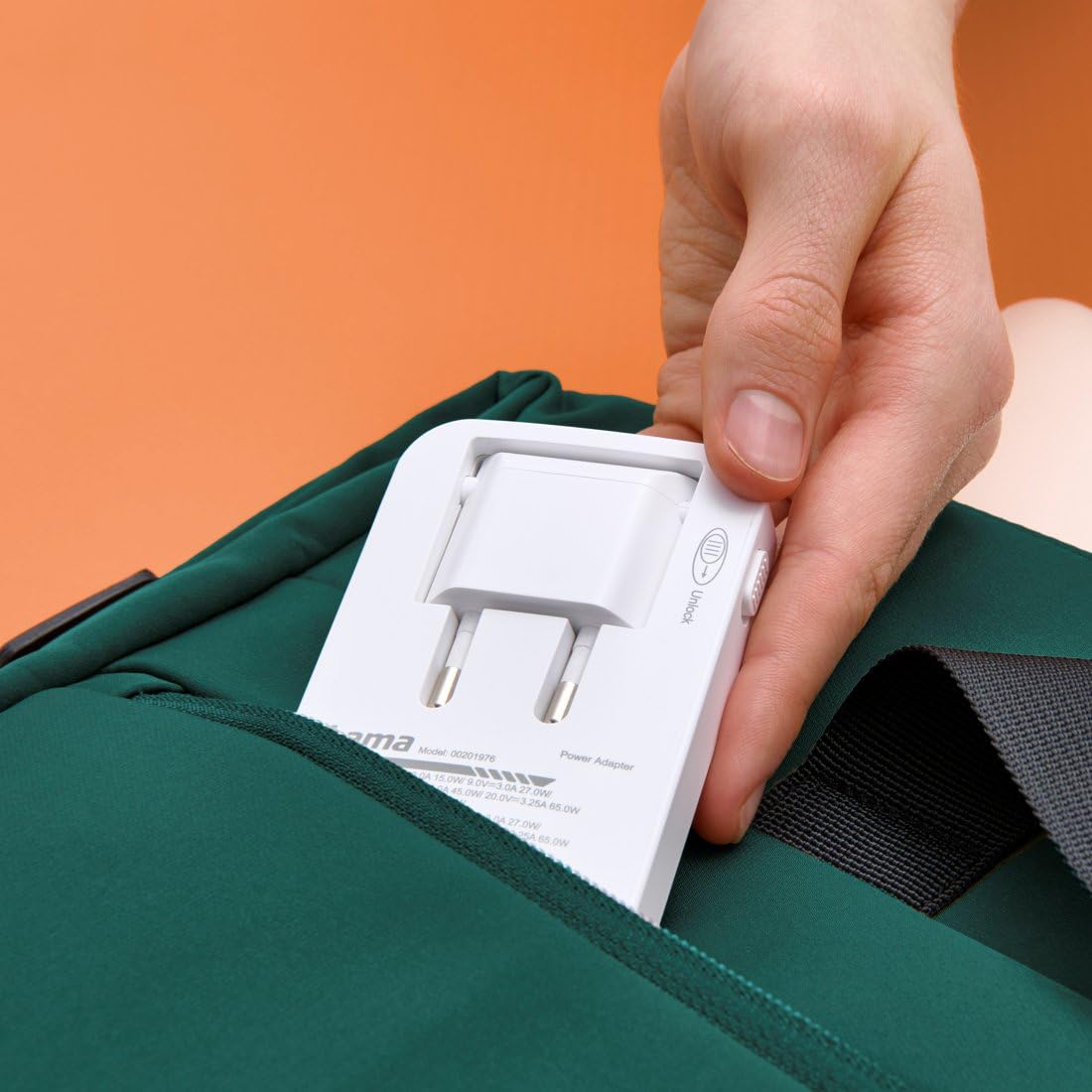 Hama składana przenośna szybka uniwersalna ładowarka sieciowa GAN 65W do smartfona, smartwatcha, tabletu, słuchawek 2x USB-C 1x USB-A biała