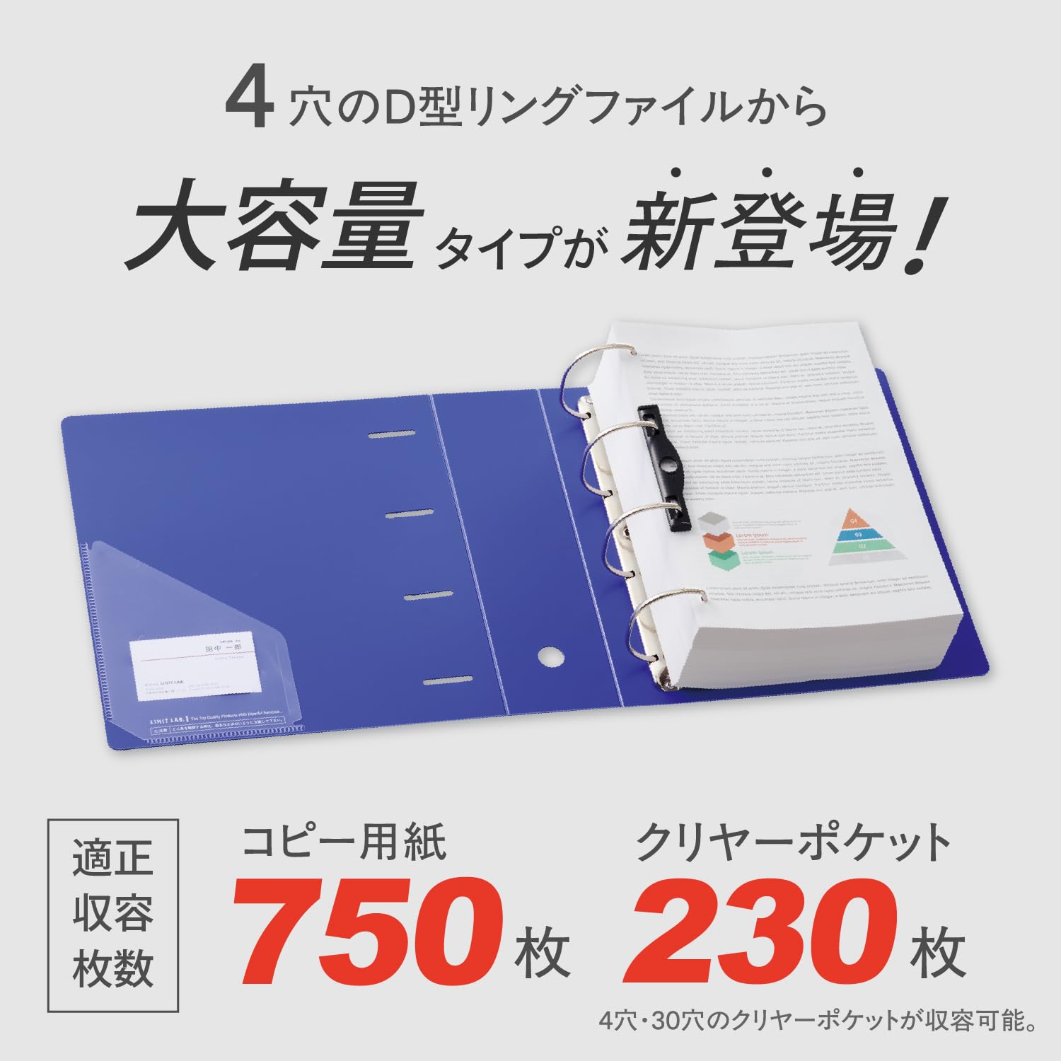 Amazon | リヒトラブ D型 リングファイル 大容量 A4 4穴 収容枚数 750