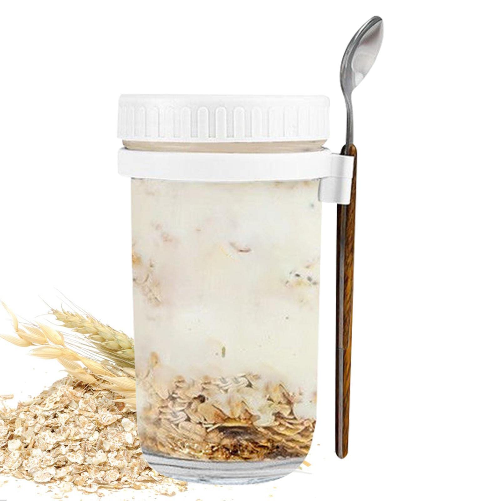 Haferflocken-Behälter, 600 ml, groß, luftdicht, Haferflocken-Gläser, auslaufsicher, für Übernachtung, Joghurtglas mit Deckel, Hafer-Vorratsdose für Zuhause, Restaurants, Reisen und Camping Küche, Haushalt & Wohnen