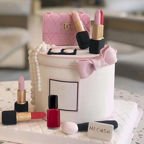 Miniatura 6 de MINFEIDMS Moldes de silicona con temática de maquillaje, moldes para fondant, para besos, labios, lápiz labial, perfume, pestañas, cepillo para