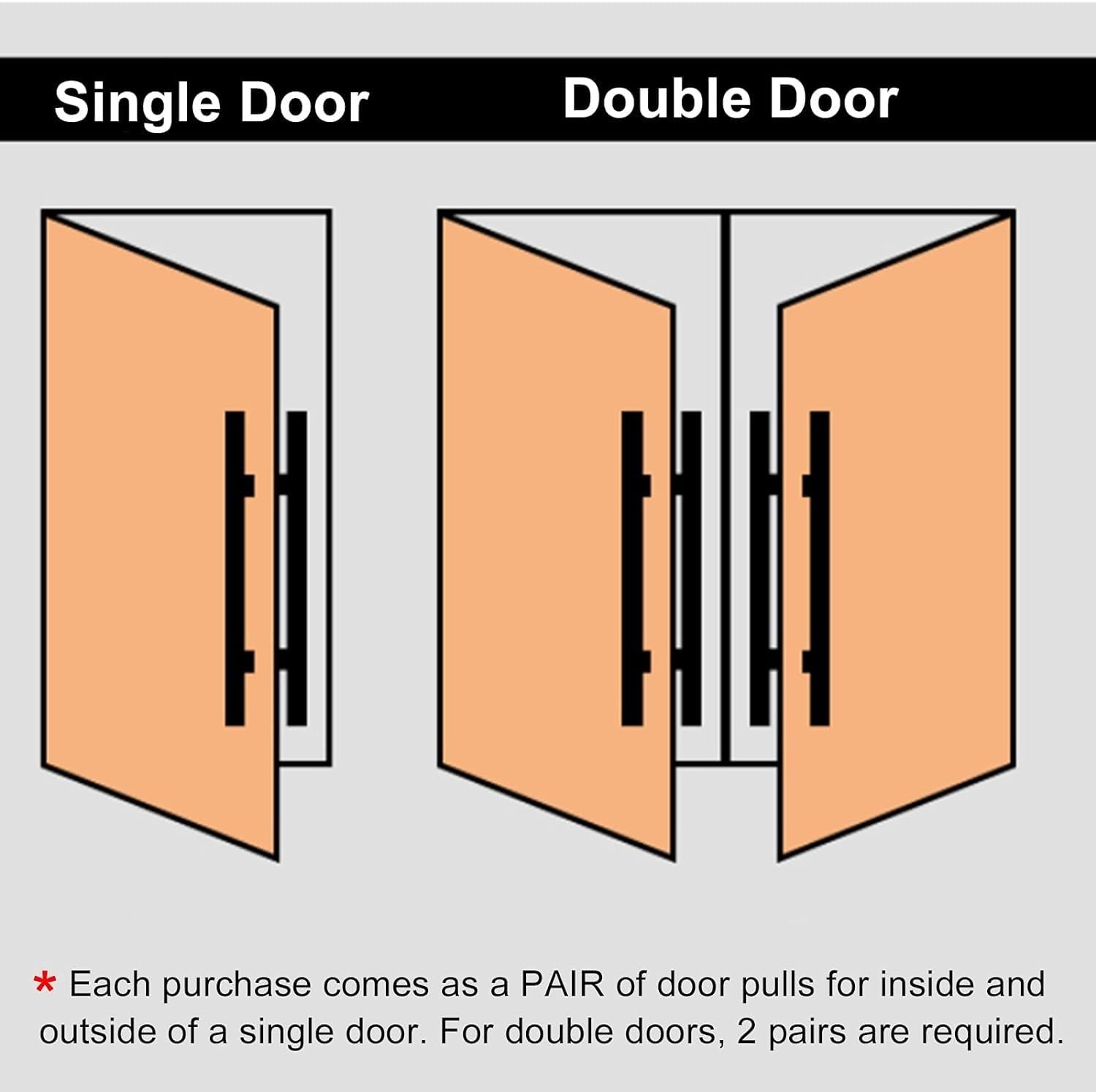 Tirador de puerta de doble cara en forma de H para puertas de vidrio y madera, uso en interiores y exteriores