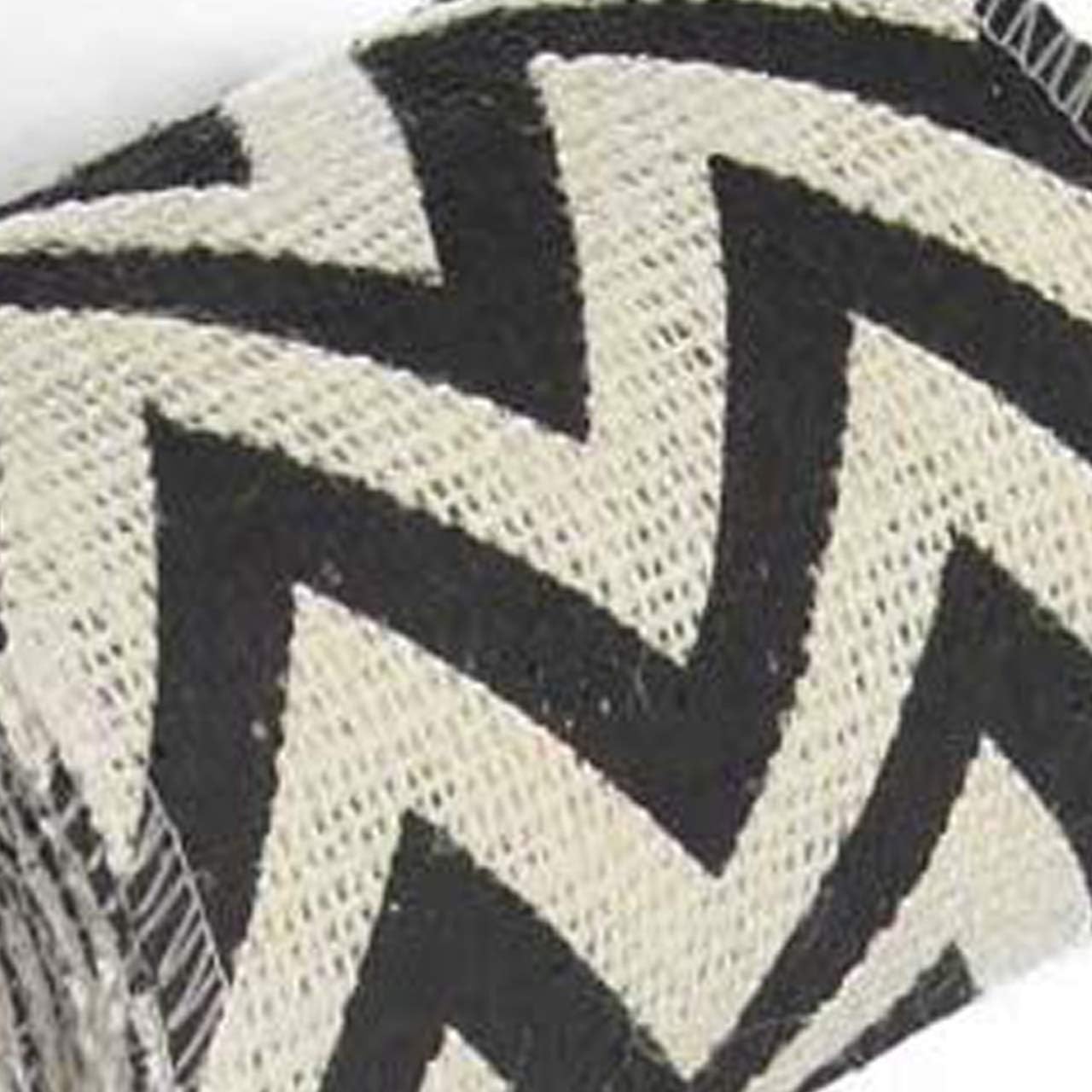 AAYU バーラップリボン 10.16cm x 4.57m 黒 白 ウェーブ柄 ジュート繊維製