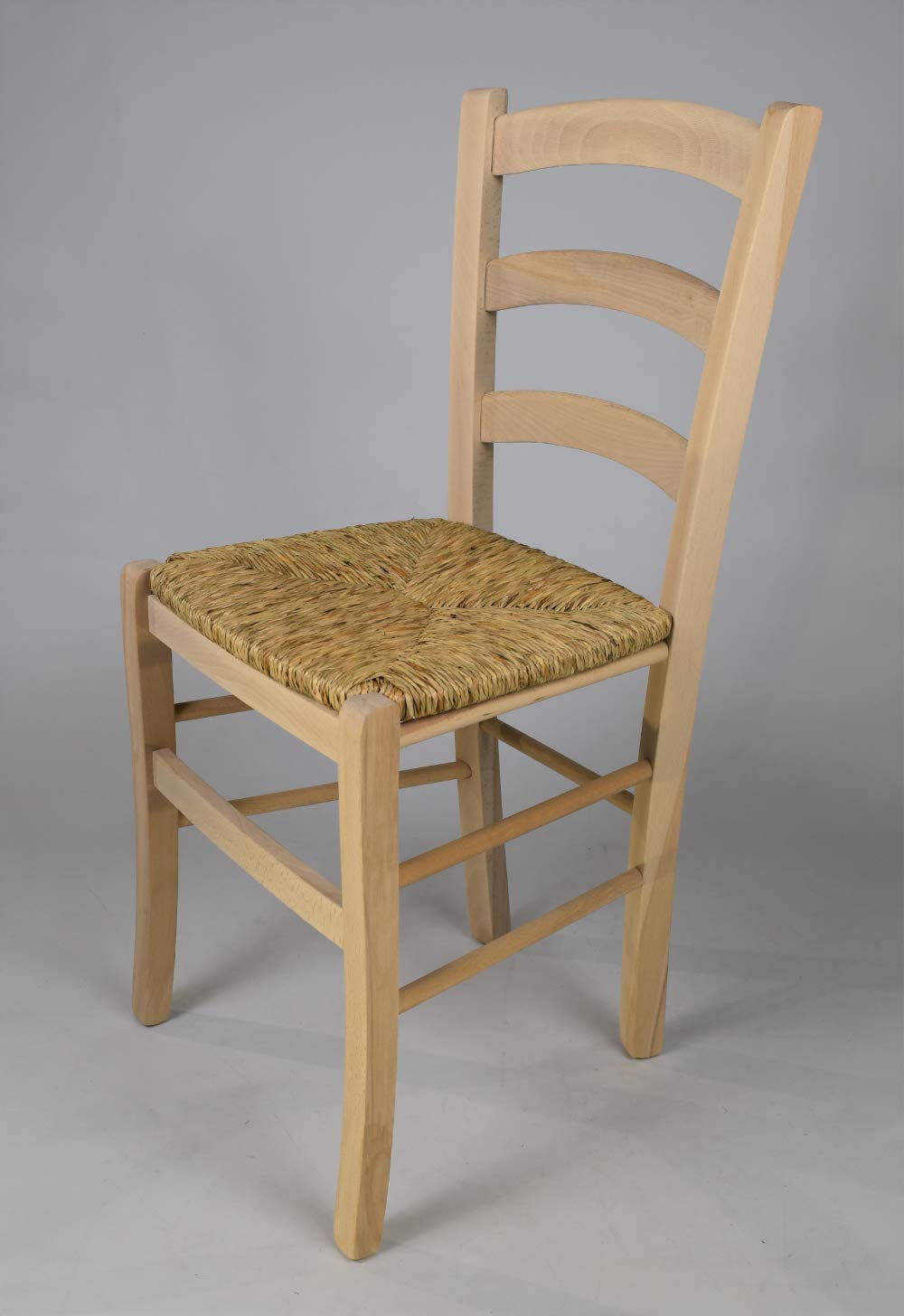 t m c s Tommychairs - Set 4 sillas Venezia para Cocina y Comedor, Estructura en Madera de Haya lijada, no tratada, 100% Natural y Asiento en Paja