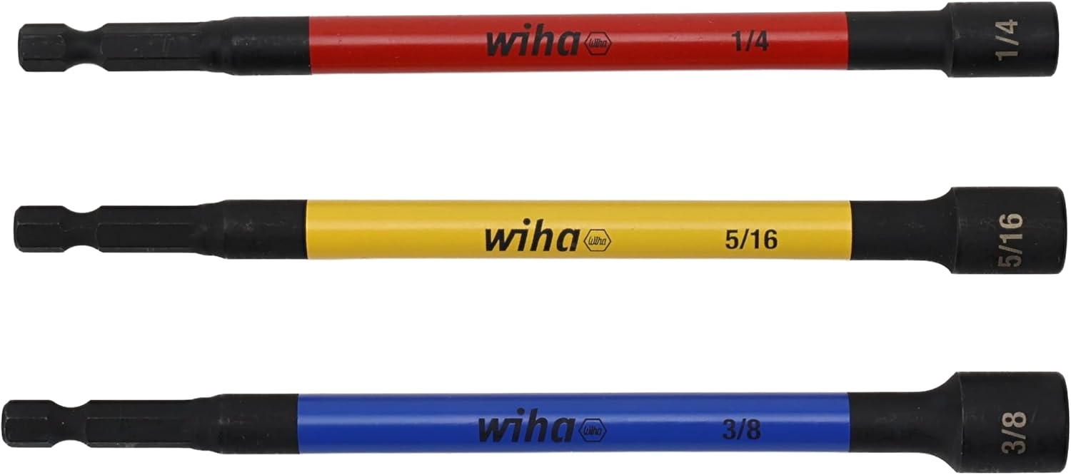Wiha 70495 3 Piece Color Coded Magnetic Nut Setter SAE Set