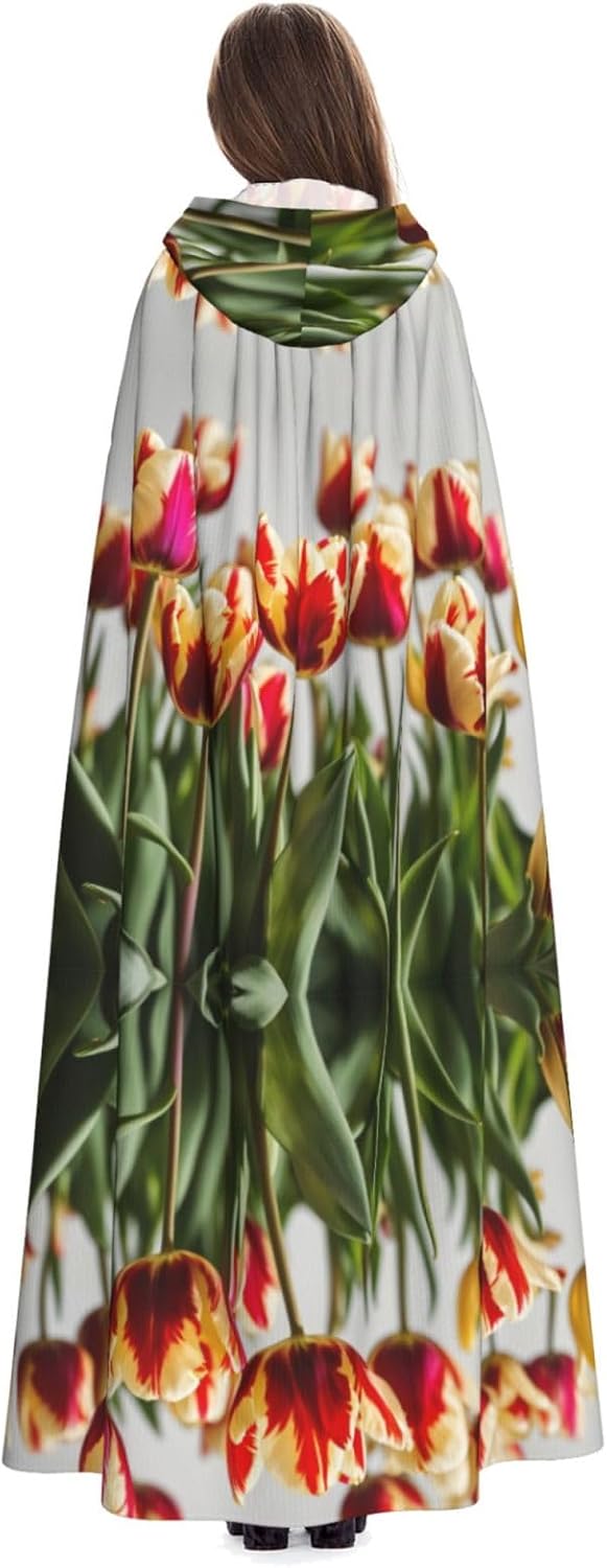 Colorful Tulips print Adult Carnival Festival cape Cosplay cape Gothic-themed party costume robe Witch