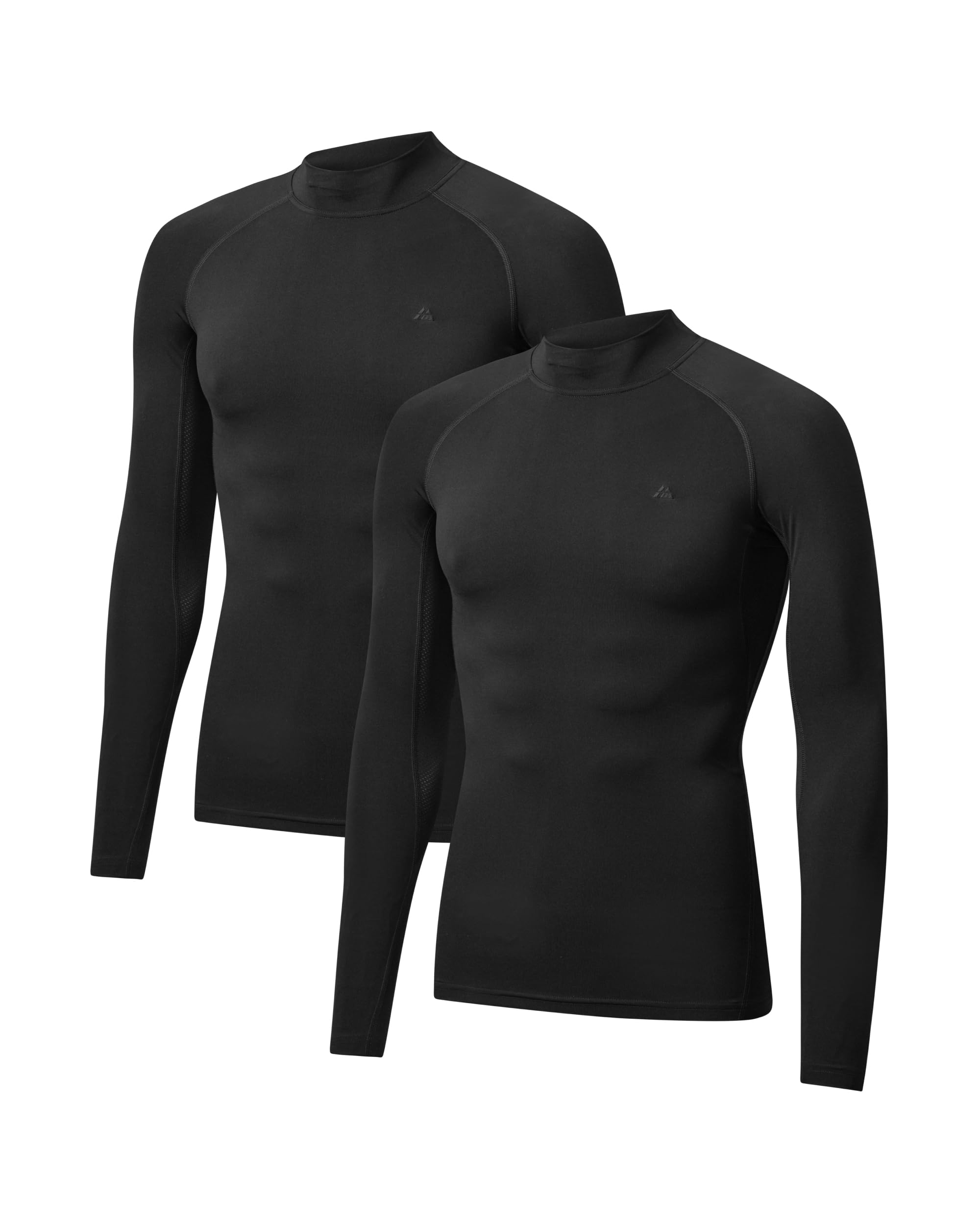 DANISH ENDURANCE Kompressionsshirt Herren, Laufshirt Langarm, Funktionsshirt Herren, Muskelshirts, Sportshirt, Baselayer, Activewear für Männer, Schnelltrocknend & Atmungsaktiv, 2er Pack