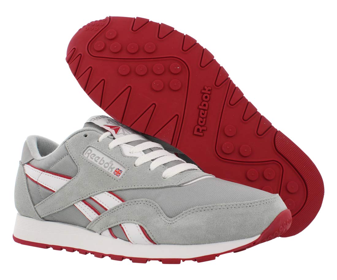 Reebok Mens CL Nylon Baseball Grey White Flash RED Size 10