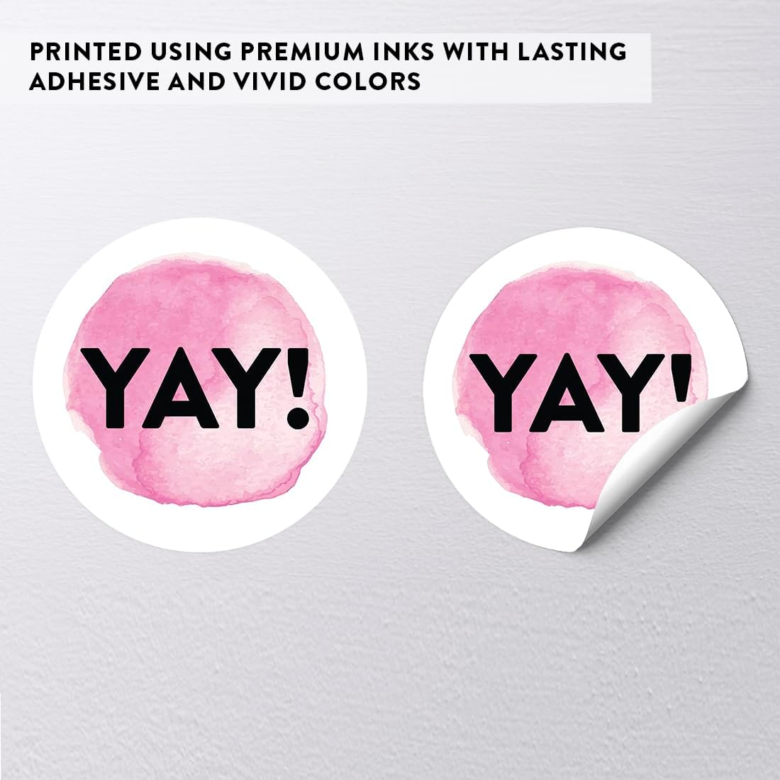 Andaz Press Round Small Business Sticker Labels, 120-Pack, Watercolor Pink Yay!, Packaging Stickers, Product Labels for Small Business Thank You Stickers, Company Stickers