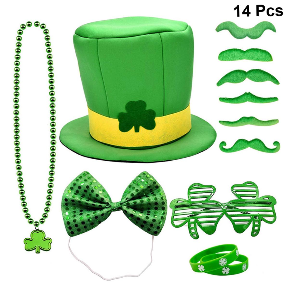 Alipis 2sätze Shamrock Party Zubehör Für Patrick's Day Brille Handgelenkband Bowtie Und Hut Festliche Foto-Requisiten Für Unvergessliche Feiern