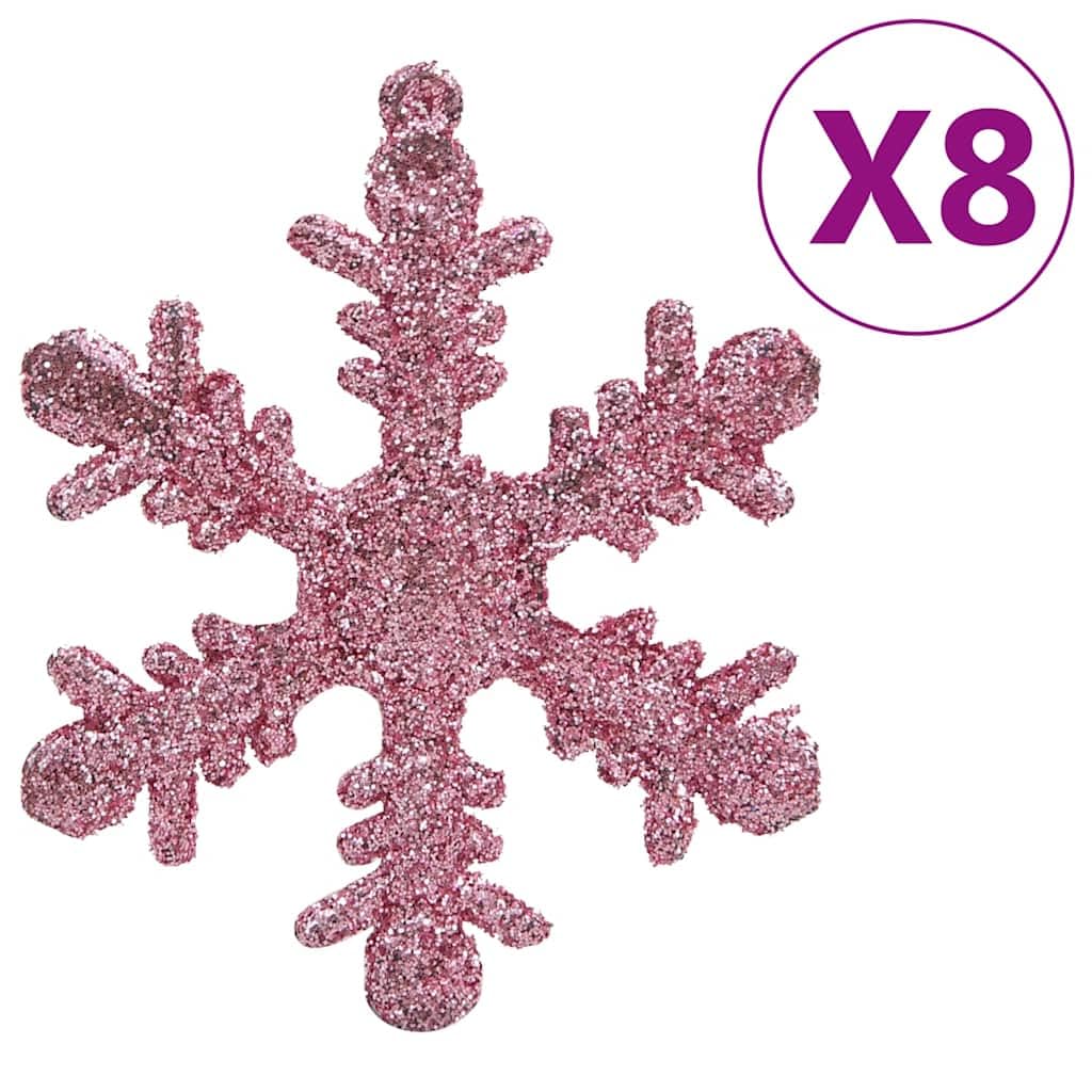 111-tlg. Weihnachtskugel-Set Rosa Polystyrol | 3 cm, 4 cm, 6 cm, Schneeflocken, Sterne, Christbaumspitze, matt, glitzernd, glänzend, hohl