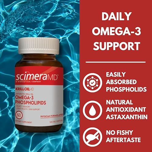 Miniatura 6 de ScimeraMD KrillOilMD Aceite de Krill Antártico Omega 3 DHA EPA Suplemento con astaxantina para el corazón, cerebro y articulaciones, 30 CT
