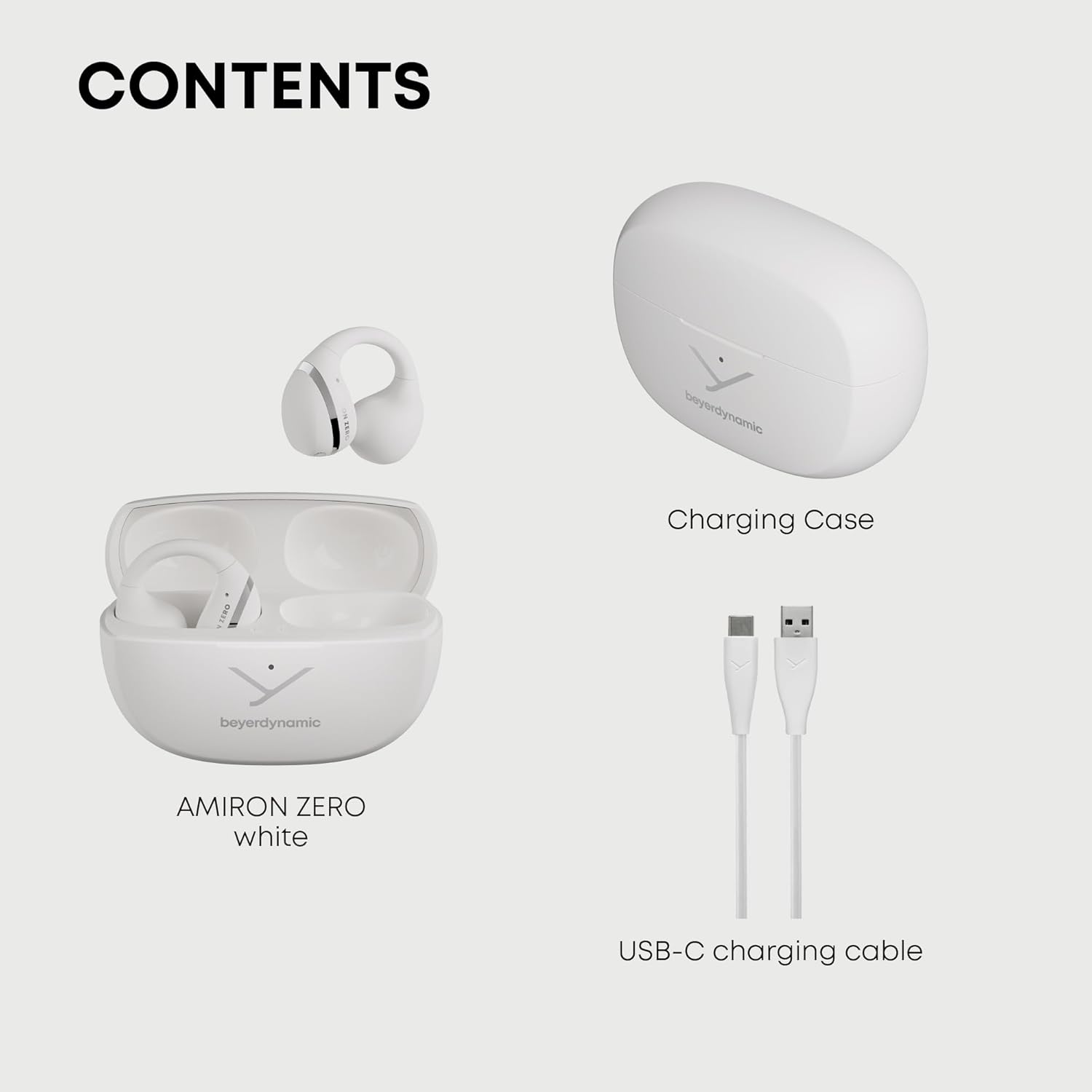beyerdynamic Amiron Zero Ultra Open Ear Headphones, Comfortable, Clip-On Earbuds, Wireless Bluetooth Over Ear Earbuds w Mic. Running, Workout, Sport, Water Resistant, 20 Hours Playtime. White
