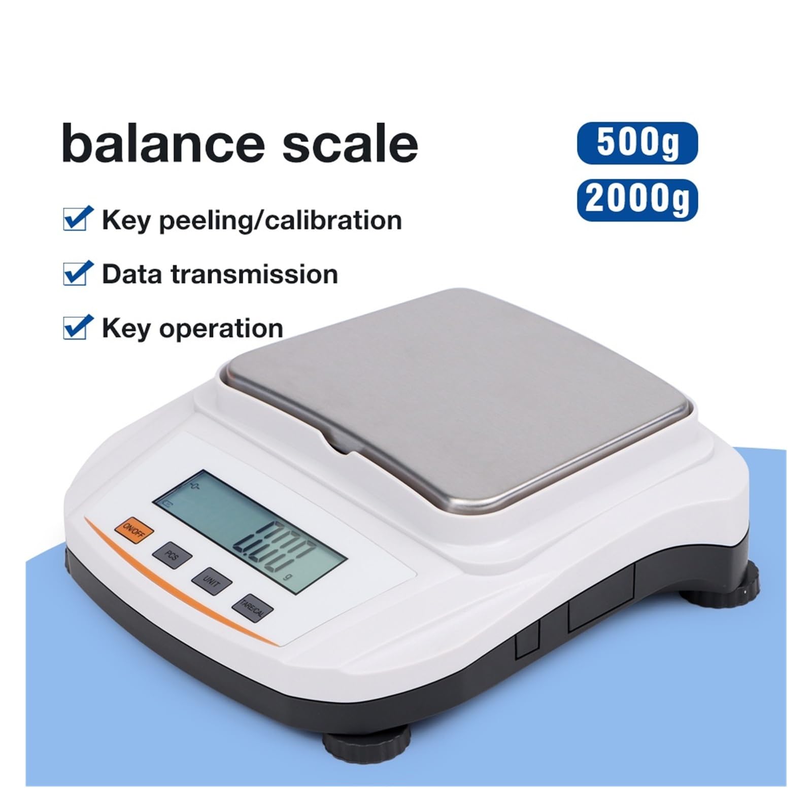 Balance analytique Balance numérique 500G/0.01G 2000G/0.01G Balance de poids plaque d'acier inoxydable compteur de laboratoire Balance analytique Conversion d'unités(2000g 0.01g)