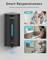 Vista 4 de AIKE Wall Mount Automatic Foam Soap Dispenser 25 OZ Commercial Large Capacity Stainless Steel Model AK1205FA(Matte Black)