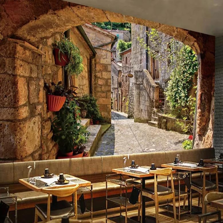 Papier peint mural 3D vue sur la ville pour créer une ambiance de restaurant italien