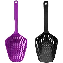 Food Drain Colander Scoop Practical Durable Plastic Water Skimmer Strainer Scoop Food Drain Shovel with Handle for Kitchen Food Drain2Pcs