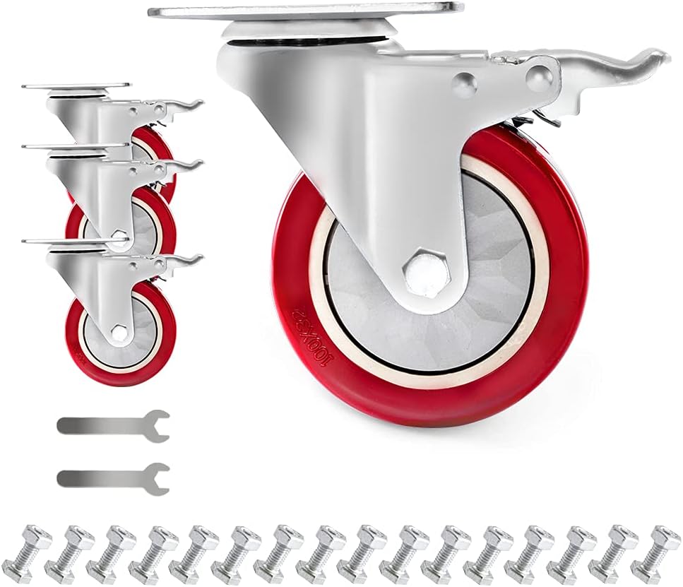 Schwerlastrollen 200mm 4er Set - Luftreifen Mit Bremse