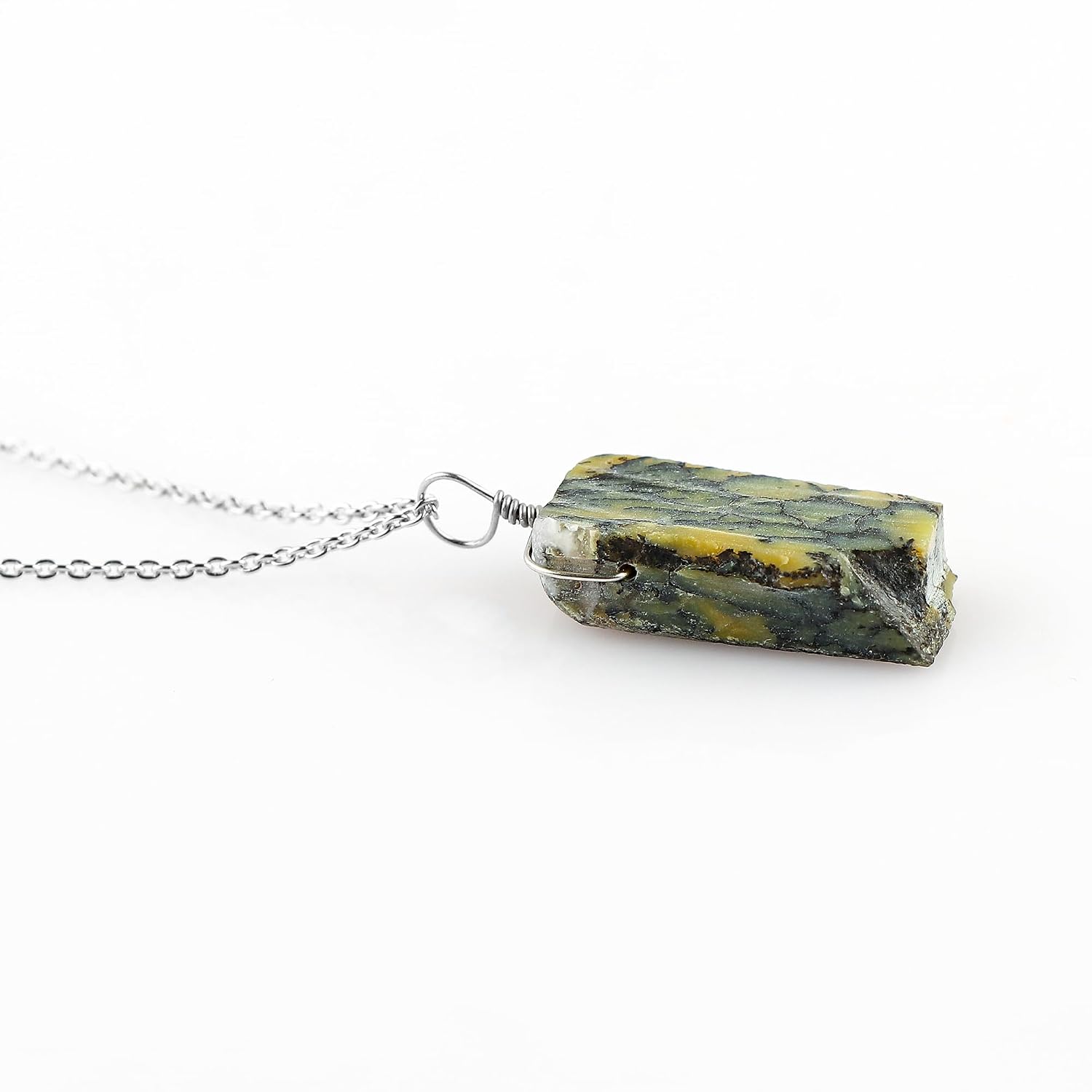 CRYSTALIS Natural Raw Golden Dendrite Agate Pendant Necklace, High Grade Flat Bar Rough Crystal, Chakra Healing Stone, Gift Giving Women Jewelry, Dainty 925 Sterling Silver... - Image 2