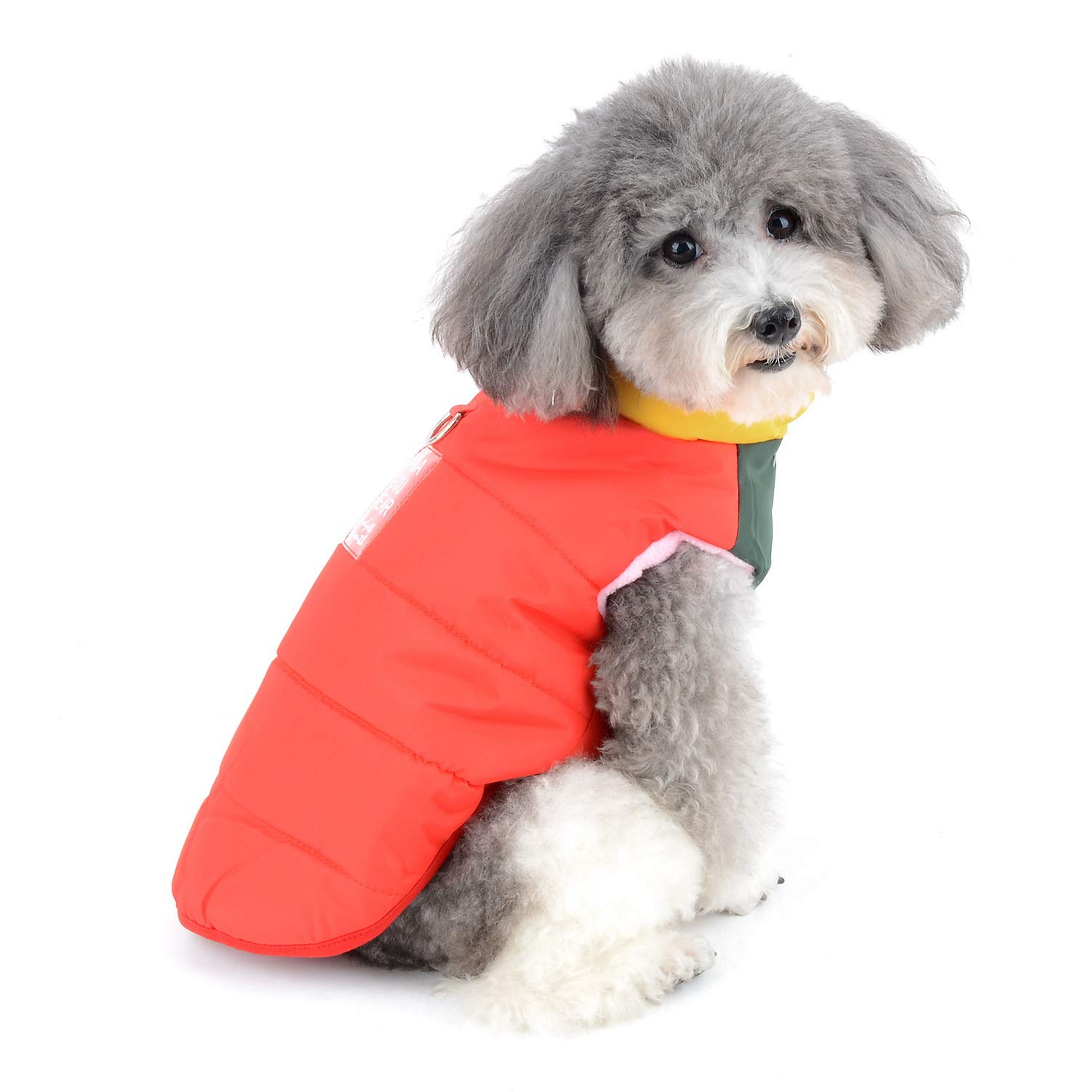 Zunea Impermeable Abrigo Chaqueta para Perros Pequeños Invierno Cachorro Arnés Chaleco Ropa Caliente Chaleco de algodón con Anilla en D para Mascota Gato Perros pequeños niño y niña Rojo M
