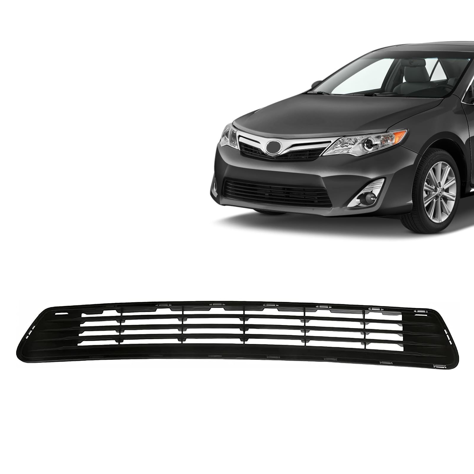 Replacement Parts Front Lower Bumper Grill Grille Compatible With Toyota Camry 2012 2013 2014 (L LE XLE Hybrid LE Hybrid XLE Hybrid SE), TO1036128