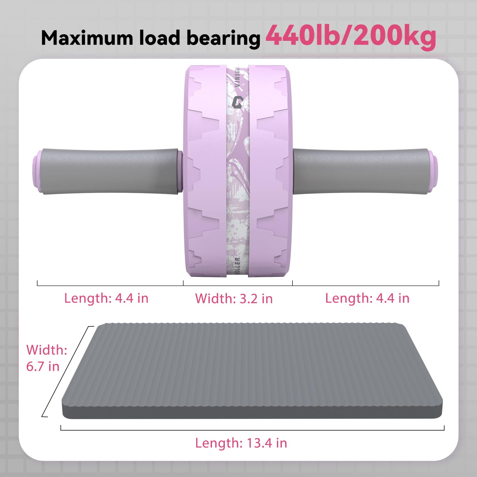 VINSGUIR Ab Roller Wheel, Abs & Core Workout Equipment for Home Gym with Knee Pad Accessories, Abdominal Wheel for Full-body Strength Training